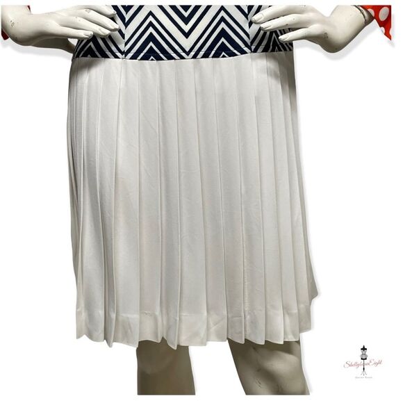 VINTAGE 1970s Fun Funky Polka Dot ZigZag Chevron Mixed Print Dress Medium 8 CuTE - Picture 8 of 14